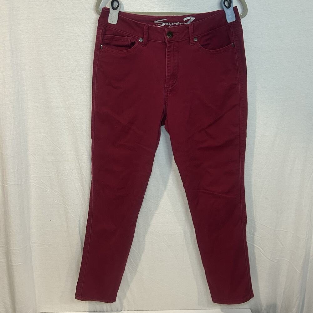 Seven7 Womens High Rise Skinny Stretch Red Denim Jeans Size 10